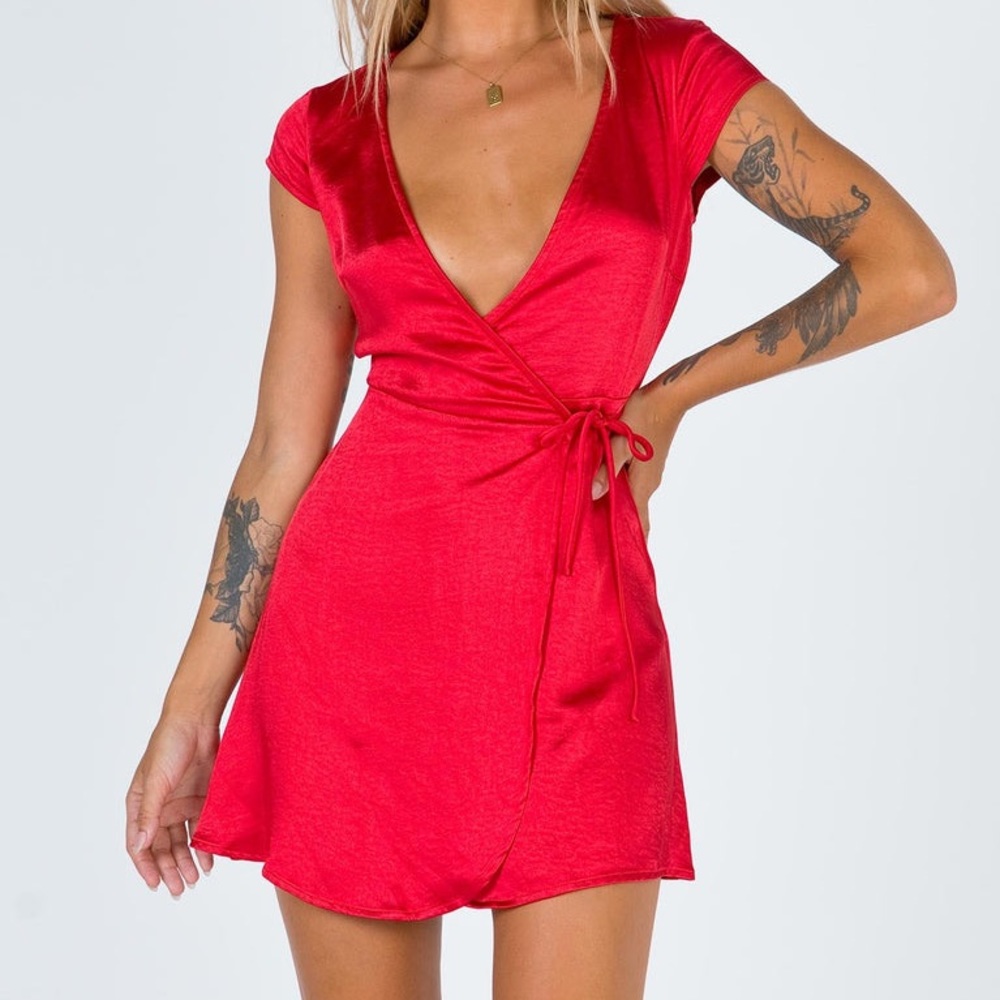 Princess Polly Red Wrap Mini Dress